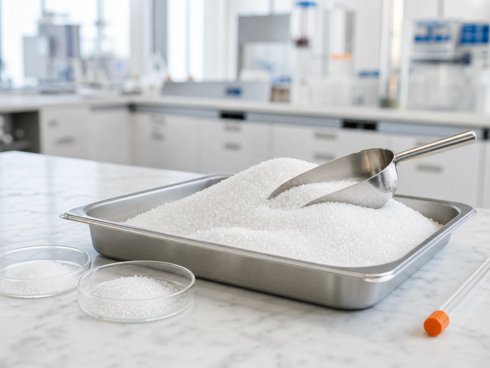 Functional sugar and polyol crystal samples in a laboratory
